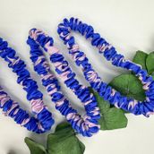 ICON SILK İpek Saç Tokası (İnce, 1 cm, 3 Adet Set) (Blue Ripple)