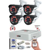 IDS A1522 4 Kameralı 1080P Full HD 5MP Sony Lensli Gece Görüşlü Güvenlik Kamerası Seti