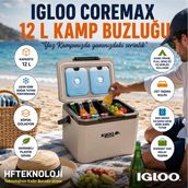 Igloo Buzluk Değil, Seyahat Arkadaşınız, Her Koşulda Dayanıklı Hafif ve Pratik, Coremax 12 Lt Kamp Buzluğu - Bej