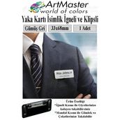 İğneli Ve Klipsli İsimlik Gümüş Renkli 1 Adet Yaka İsimliği Personel Yaka Kartı Şirket İsimliği 68X33cm İşyeri Büro Ofis