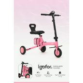 Igofor 3 Tekerlekli Oturulabilir Elektrikli Scooter | 350 W | Uzun Menzil | LED Aydınlatma | 3 Sürüş Modu - Pembe