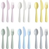 IKEA 18 Parça Bebek & Çocuk Çatal, Kaşık ve Bıçak Seti Beslenme Takımı Yemek Takımı Plastik - Çok Renkli