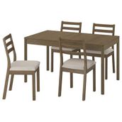 IKEA 79596827 Meşe Kaplama Açık Bej Yemek Masası Takımı