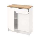 IKEA Beyaz Modern Mutfak Dolabı, 120 cm, Ahşap Üst Tablalı