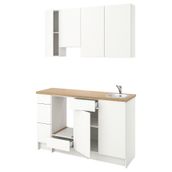 IKEA Beyaz Mutfak Dolabı, 220x61x220 cm, Lavabo ve Ocak Üniteleri ile