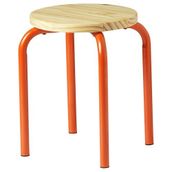 IKEA Çam Tabure Turuncu Renk Meridyendukkan 45 cm Yuvarlak Tabure Tekli