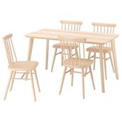 IKEA LISABO/HÖGVED mutfak masası takımı dişbudak kaplama/huş kaplama - 29630089