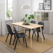 IKEA LISABO/ODGER mutfak masası takımı dişbudak kaplama-antrasit - 59305042