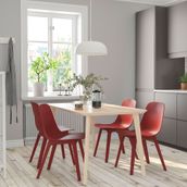 IKEA LISABO/ODGER mutfak masası takımı dişbudak-kırmızı - 99440745