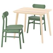IKEA LISABO/RÖNNINGE mutfak masası takımı huş-yeşil - 89568273