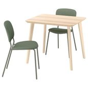 IKEA LISABO/VIHALS mutfak masası takımı dişbudak kaplama-yeşil Tibbleby gri yeşil - 09631546