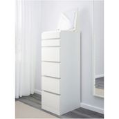 IKEA Malm, Aynalı 6 Çekmeceli Şifonyer, 40X123 Cm, Beyaz Renk