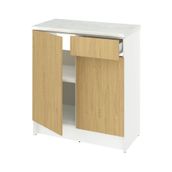 IKEA Meşe Görünümlü Mutfak Dolabı, 120 cm, Beyaz Mermer Tezgah