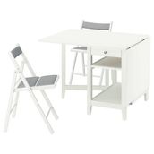 IKEA NASINGE/FRÖSVI mutfak masası takımı beyaz-knisa açık gri - 89596997