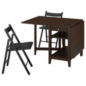 IKEA NASINGE/FRÖSVI mutfak masası takımı kahverengi/kayın kaplama-Knisa koyu gri/black - 39597094