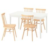 IKEA NASINGE/HÖGVED mutfak masası takımı beyaz-huş kaplama - 89610149
