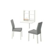 IKEA Norberg Kattıl Beyaz Knisa Açık Gri 2 Sandalyeli Mutfak Masası