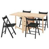 IKEA NORDEN/FRÖSVI mutfak masası takımı huş-Knisa koyu gri/siyah - 39568893