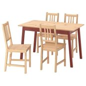 IKEA PINNTORP mutfak masası takımı açık kahverengi-kırmızı - 89570186