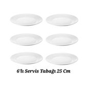 IKEA Quality 6 Parça 25 cm Servis Tabağı Temperli Cam - Beyaz