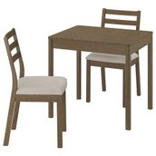 IKEA TONSTAD mutfak masası takımı kahverengi/meşe kaplama-Fridtuna açık bej - 39596787