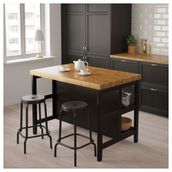IKEA VADHOLMA mutfak adası siyah-meşe - 20359154