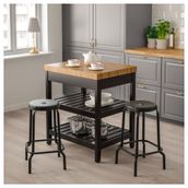 IKEA VADHOLMA mutfak adası siyah-meşe - 40366115