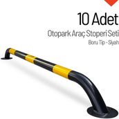İleri Trafik 10'lu Oto Park Araç Stoperi, Otopark Demiri Siyah 200x16cm 60mm