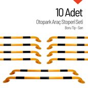 İleri Trafik 200x13 cm 60 mm 10 Adet Boru Tip Sarı Oto Park Araç Stoperi