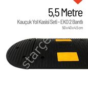 İleri Trafik 50 x 40 x 5,5 cm 5,5 m Eko 2 Bantlı Kauçuk Hız Kesici Yol Kasisi