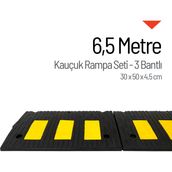 İleri Trafik Kauçuk Rampa Set, Otopark Rampası, Kaldırım Rampası 30 x 50 x 4,5 cm - 3 Bantlı - 6,5 Metre