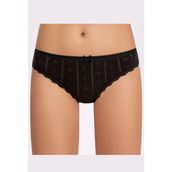 İlke Kadın Jakarlı (Transferli Ribana) Dantelli Bikini 273 - 12 Adet - M - Siyah