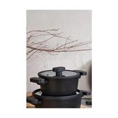 Imza Granit Ezme Derin Tencere Siyah 24CM Silikon Kenarlı Kapak - (ClearEyelets)Black-RadiantOrchid - 13 inç