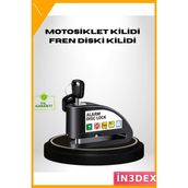 İn3dex Alarmlı Motosiklet Disk Kilidi 14MM Çelik Çift Kilit Titreşim Sensörlü - Standart