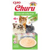 Inaba Ciao Churu 4x14 gr Cream Tavuklu ve Deniz Taraklı Kedi Ödül Kreması