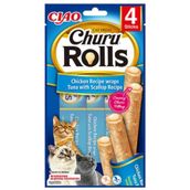 Inaba Ciao Churu Rolls Sticks Deniz Taraklı, Tavuk Sargılı ve Ton Balıklı 4x10 gr Kedi Ödül Maması