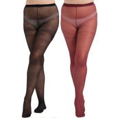 Ince Büyük Beden 40 Opak 2'li Külotlu Çorap Bordo/siyah - 7XL - 8XL