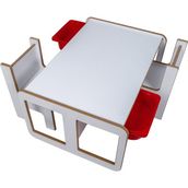 Industrial Living 2 Kişilik Çocuk Masası – Çocuk Etkinlik Masası -Oyun-Hamur-Çalışma Aktivite Masası-Ders Masası Beyaz Mdf - Kırmızı Çekmeceli - 63x88x43 - Beyaz - Kırmızı
