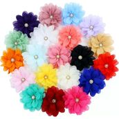 inSowni 20'li paket 9 cm/3,5 inç şifon çiçek timsah saç tokası astarlı ördek gagası tokalarım saç çiçek yay meksika çiçek saç tokası aksesuarları bebek kız bebekler çocuklar gençler kadınlar için