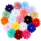 inSowni 20'li paket 9 cm/3,5 inç şifon çiçek timsah saç tokası astarlı ördek gagası tokalarım saç çiçek yay meksika çiçek saç tokası aksesuarları bebek kız bebekler çocuklar gençler kadınlar için