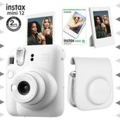 Instax Mini 12 Beyaz 10'lu Film Çerçeve Deri Kılıf ve Fotoğraf Makinesi Seti