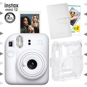 Instax Mini 12 Beyaz 20'lu Film Laporta Albüm Şeffaf Kılıf ve Fotoğraf Makinesi Seti