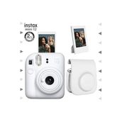 Instax Mini 12 Beyaz Çerçeve Deri Kılıf ve Fotoğraf Makinesi Seti