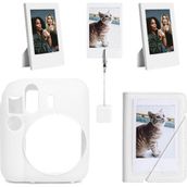 Instax Mini 12 Beyaz Slikon Kılıf Mini 28'li Albüm ve Fotoğraf Çerçeveleri Aksesuar Seti