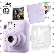 Instax Mini 12 Lila Fotoğraf Makinesi 10'lu Film Kare Albüm ve Şeffaf Kılıf Seti
