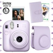 Instax Mini 12 Lila Fotoğraf Makinesi 10'lu Film Laporta Albüm ve Deri Kılıf Seti