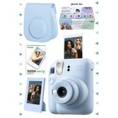 Instax Mini 12 Mavi 10'lu Film Çerçeve Deri Kılıf ve Fotoğraf Makinesi Seti
