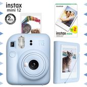 Instax Mini 12 Mavi Fotoğraf Makinesi + 20'li Film ve Mini Albüm Seti