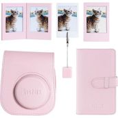 Instax Mini 12 Pembe Deri Kılıf Laporta Deri Albüm ve Fotoğraf Çerçeveleri Aksesuar Seti