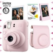Instax Mini 12 Pembe Fotoğraf Makinesi 20'li Film Çerçeve ve Deri Kılıf Seti